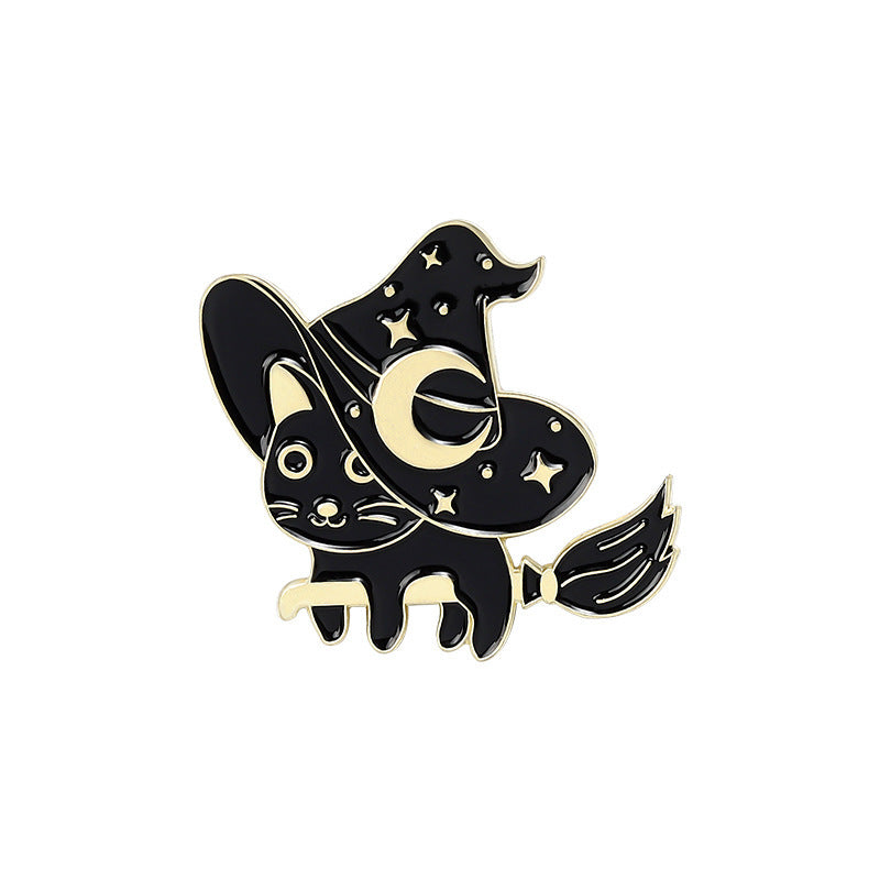 Black Cat Witch Hat Pins