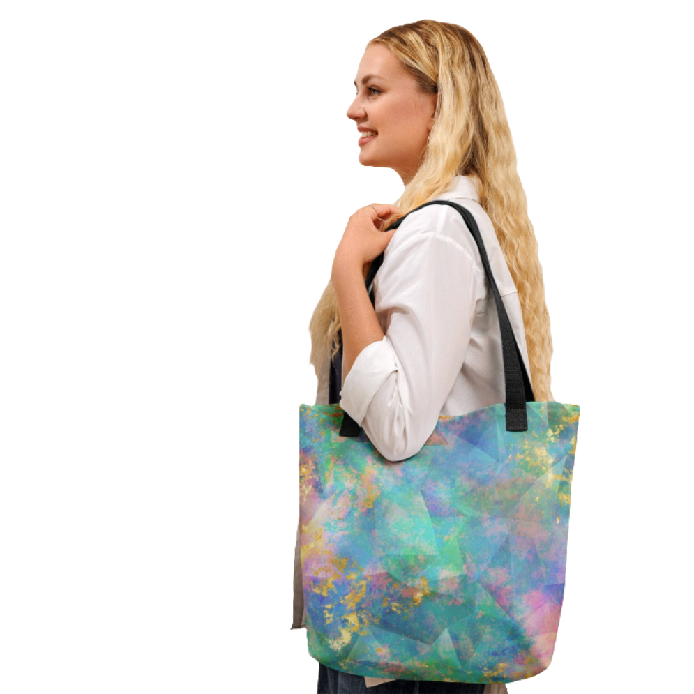 Neon Fractal Geometric All Over Print Tote Bag