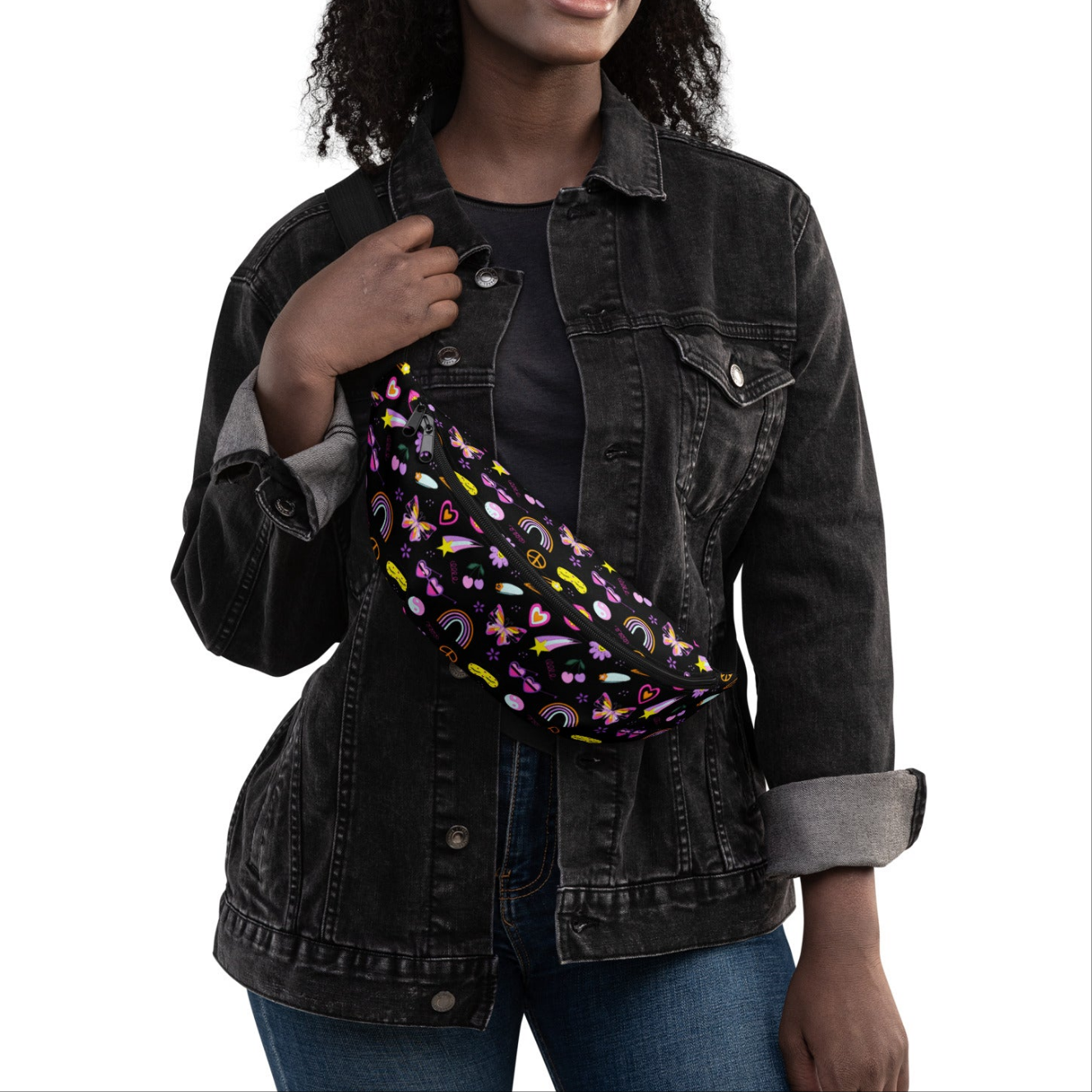 Black Rainbow Star Fanny Pack