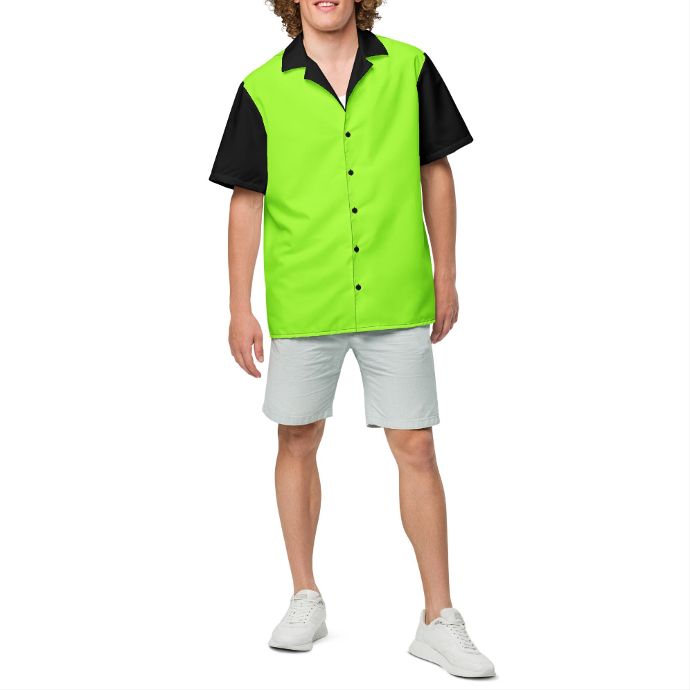 Neon Green & Black Unisex Eco Button Up Shirt