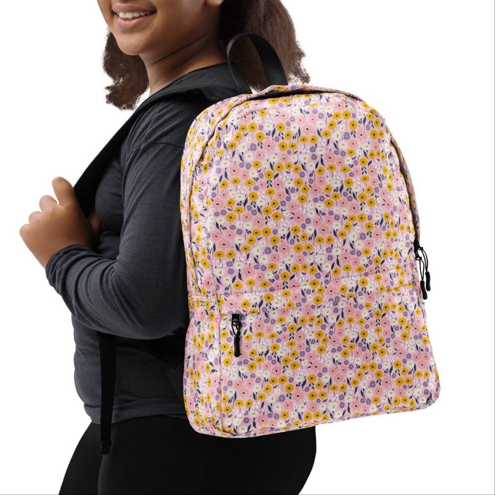 90s Pink & Yellow Floral Backpack