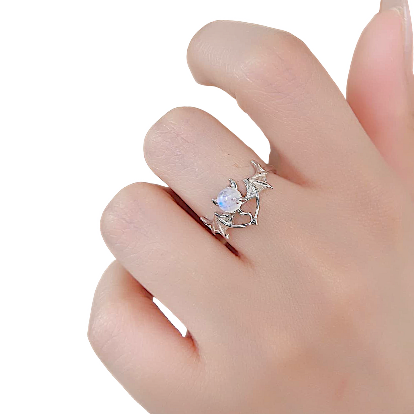 Sterling Silver Moonstone Bat Ring