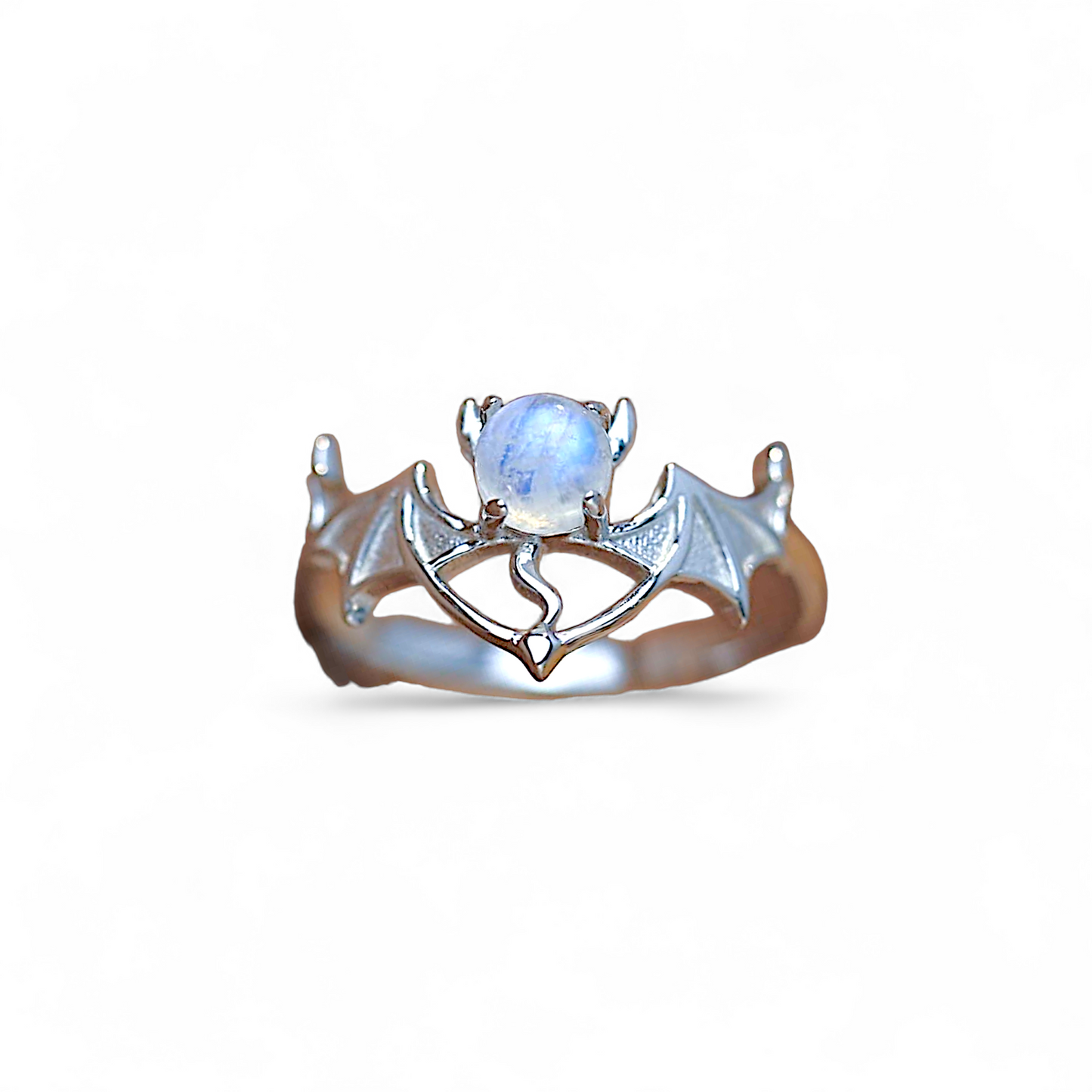 Sterling Silver Moonstone Bat Ring
