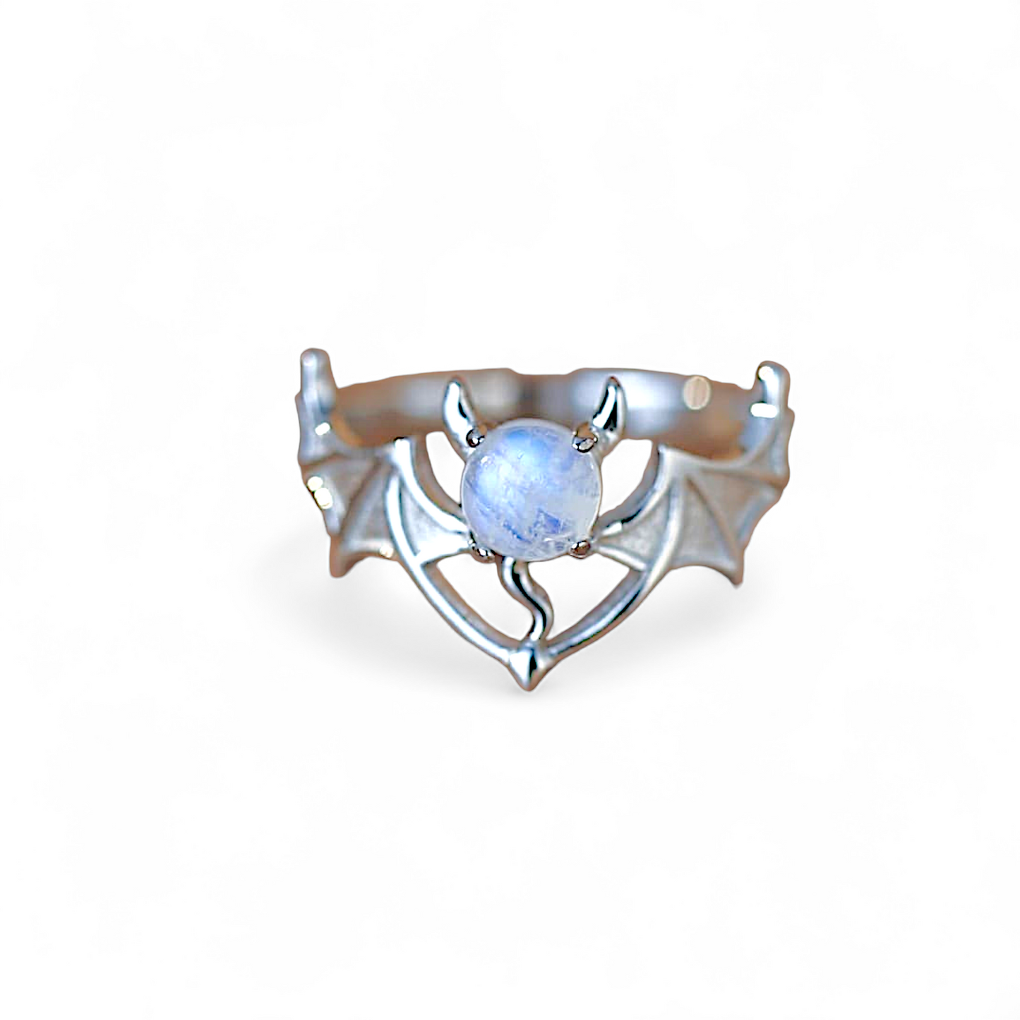 Sterling Silver Moonstone Bat Ring