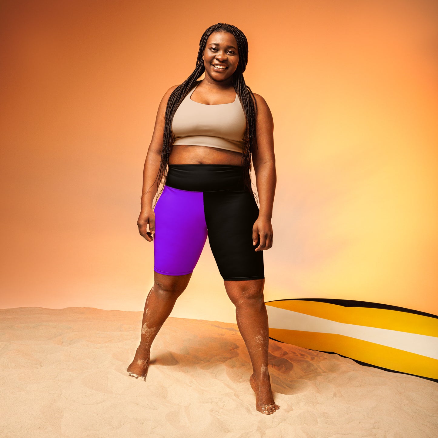 Neon Purple + Black Biker Shorts