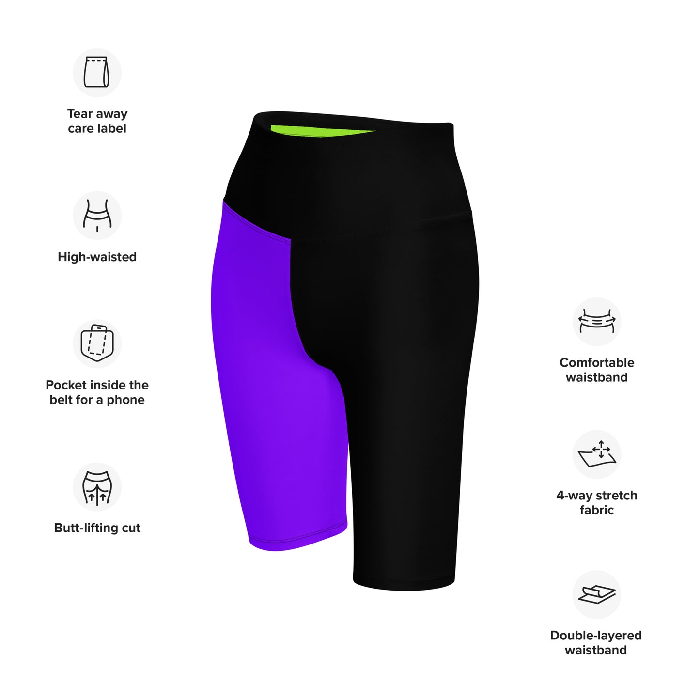 Neon Purple + Black Biker Shorts