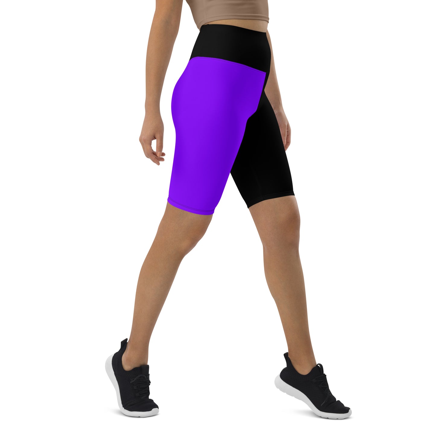 Neon Purple + Black Biker Shorts