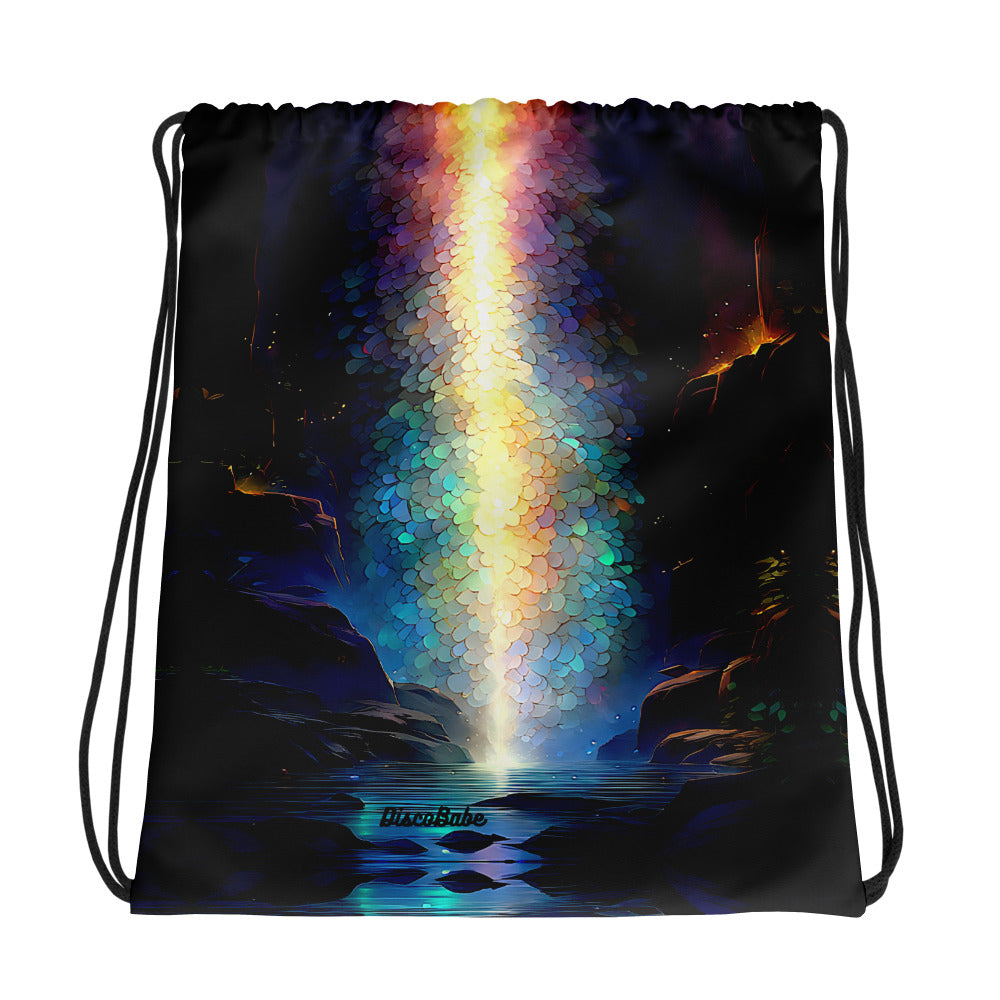 Rainbow Galaxy Mystic Waterfalls Drawstring Bag