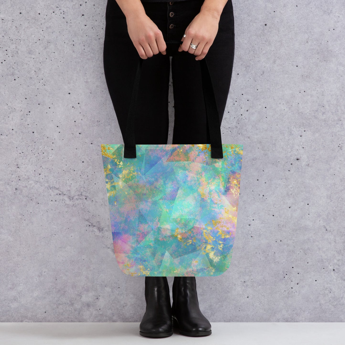 Neon Fractal Geometric All Over Print Tote Bag