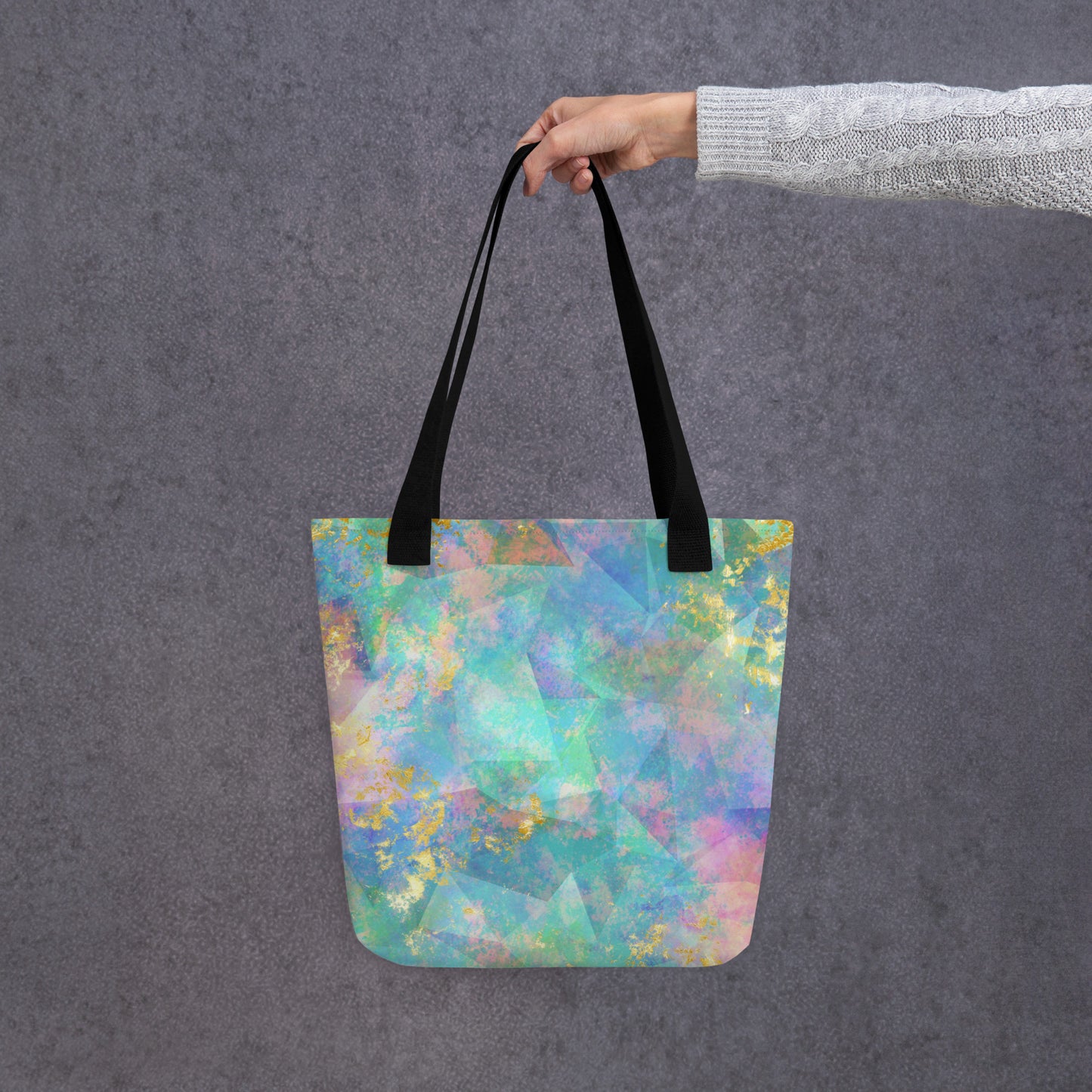 Neon Fractal Geometric All Over Print Tote Bag