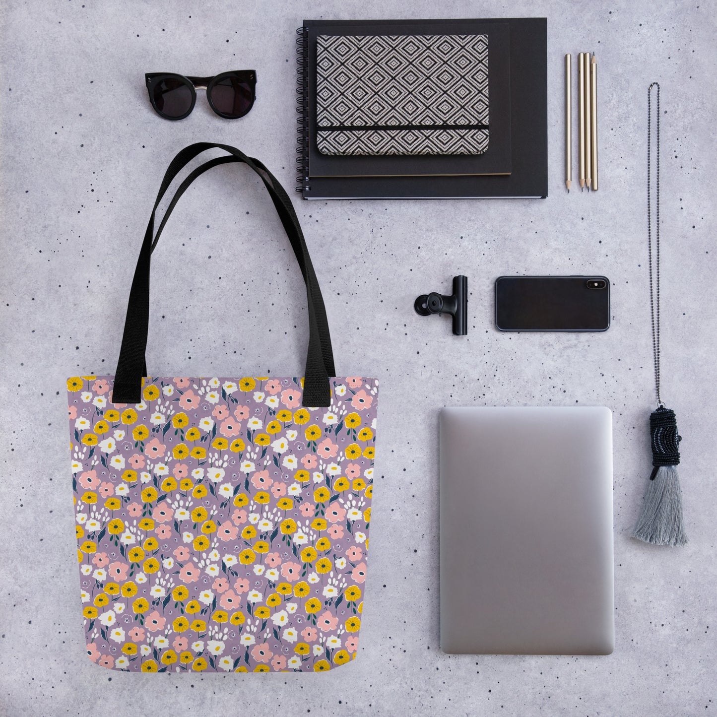 Purple Flower Floral Tote BagAll Over Print Tote Bag
