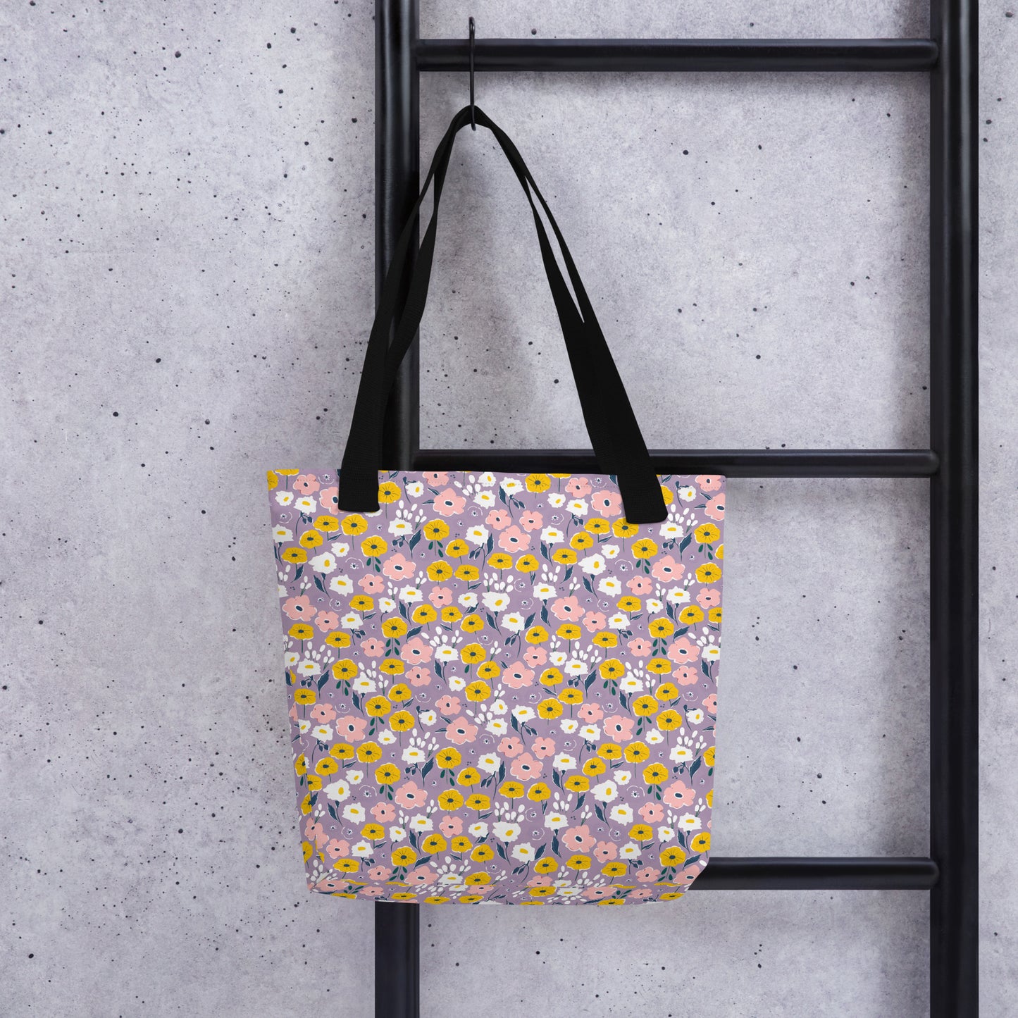 Purple Flower Floral Tote BagAll Over Print Tote Bag