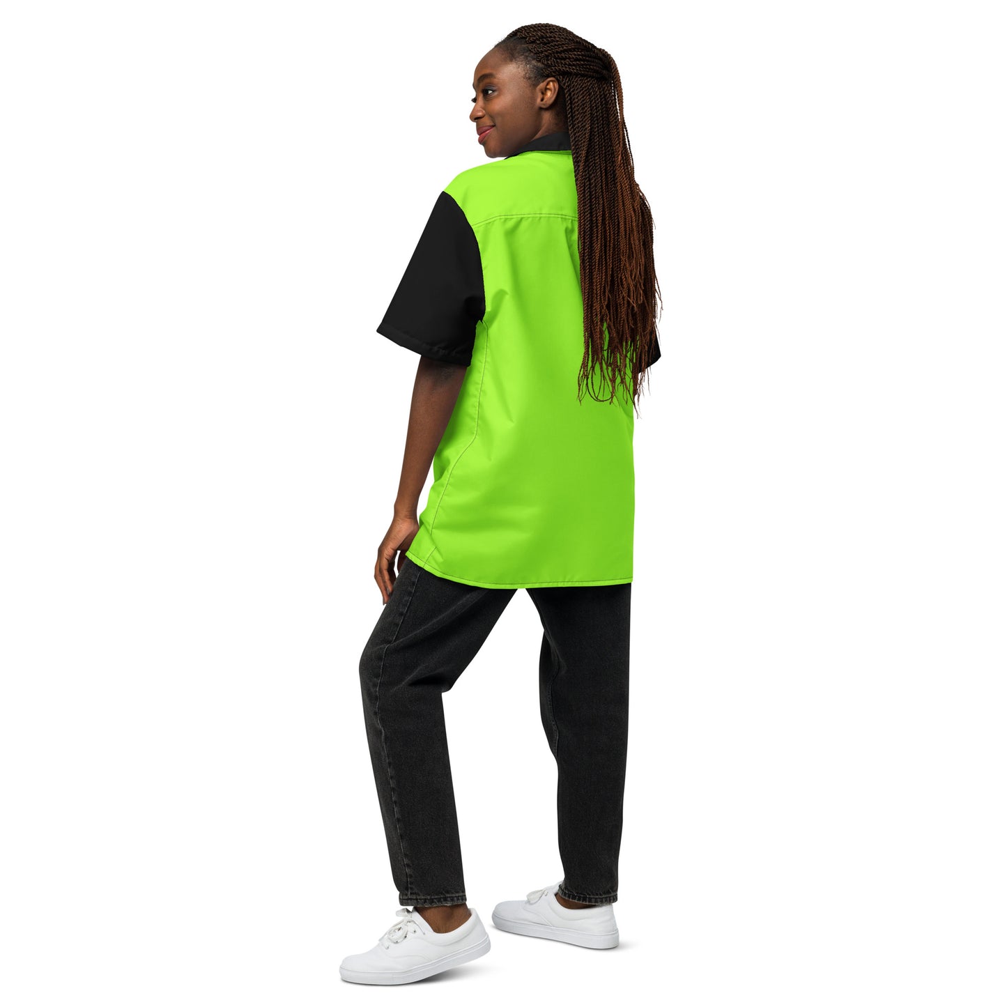 Neon Green & Black Unisex Eco Button Up Shirt