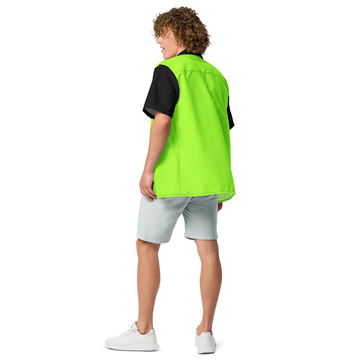 Neon Green & Black Unisex Eco Button Up Shirt