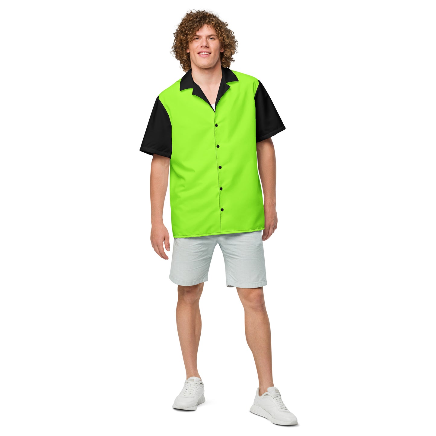 Neon Green & Black Unisex Eco Button Up Shirt