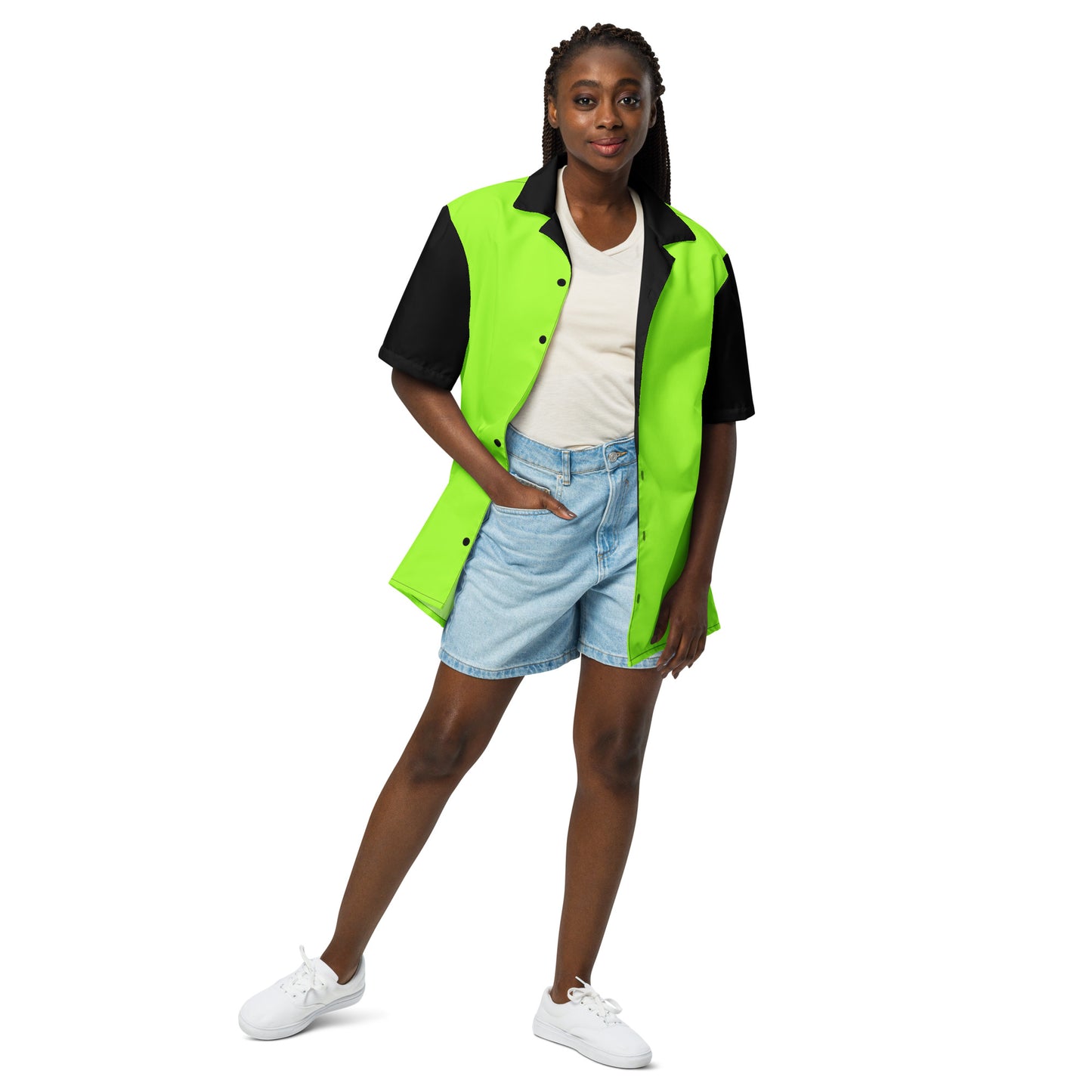 Neon Green & Black Unisex Eco Button Up Shirt