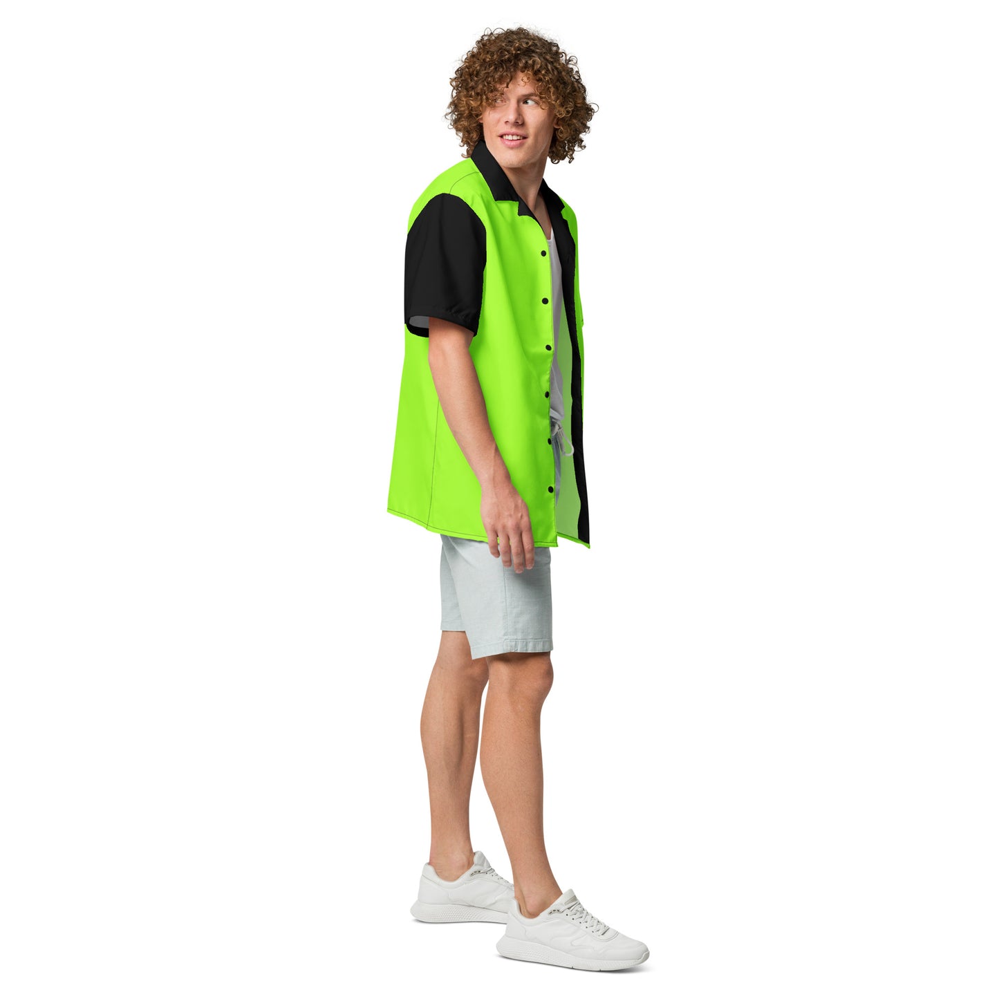 Neon Green & Black Unisex Eco Button Up Shirt