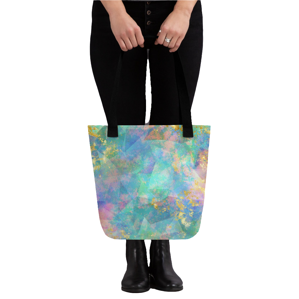 Neon Fractal Geometric All Over Print Tote Bag