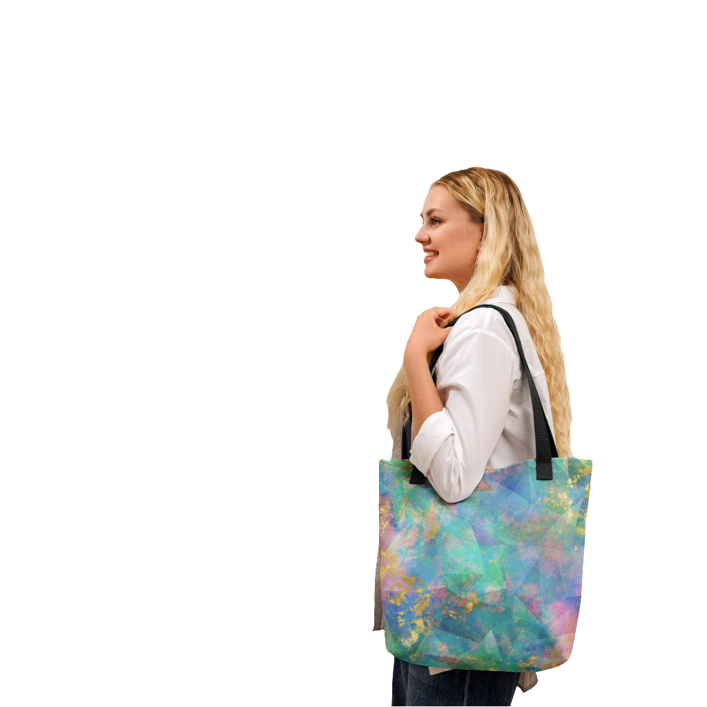 Neon Fractal Geometric All Over Print Tote Bag