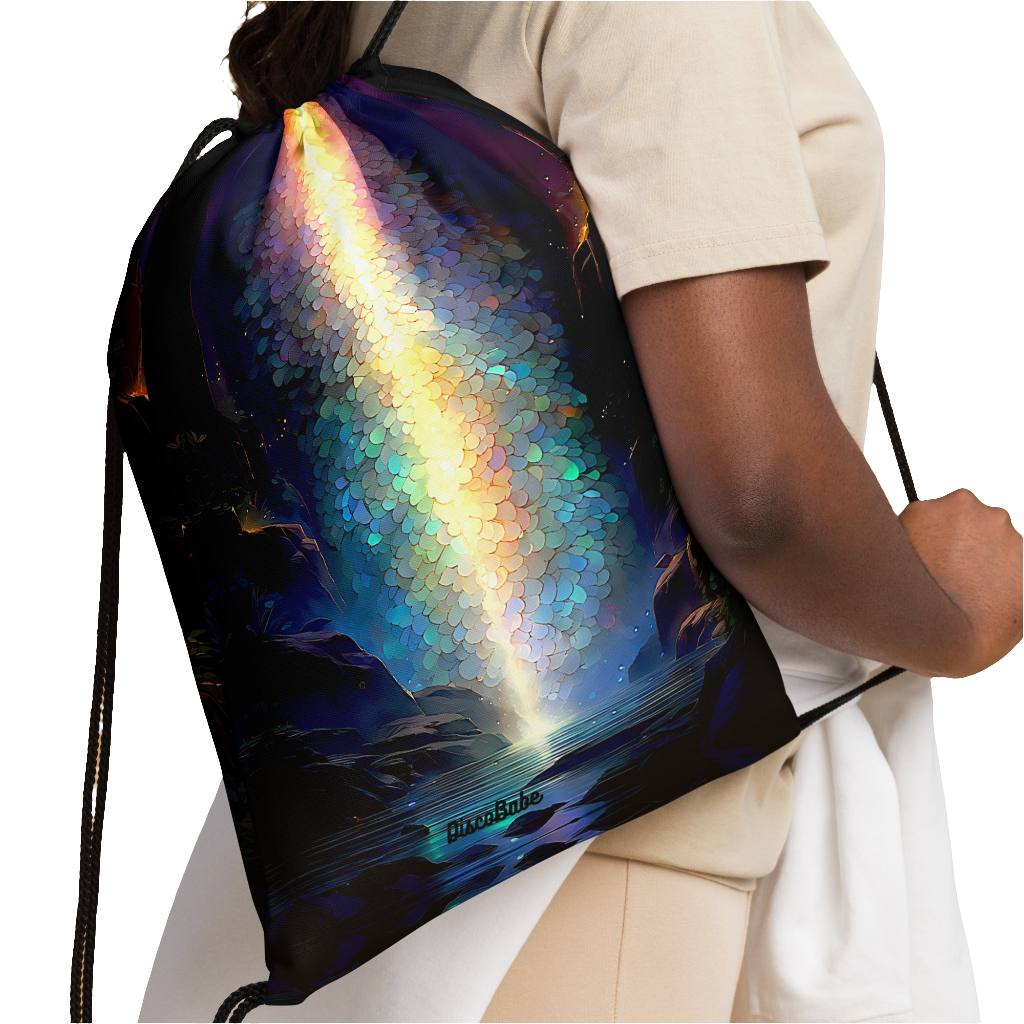 Rainbow Galaxy Mystic Waterfalls Drawstring Bag