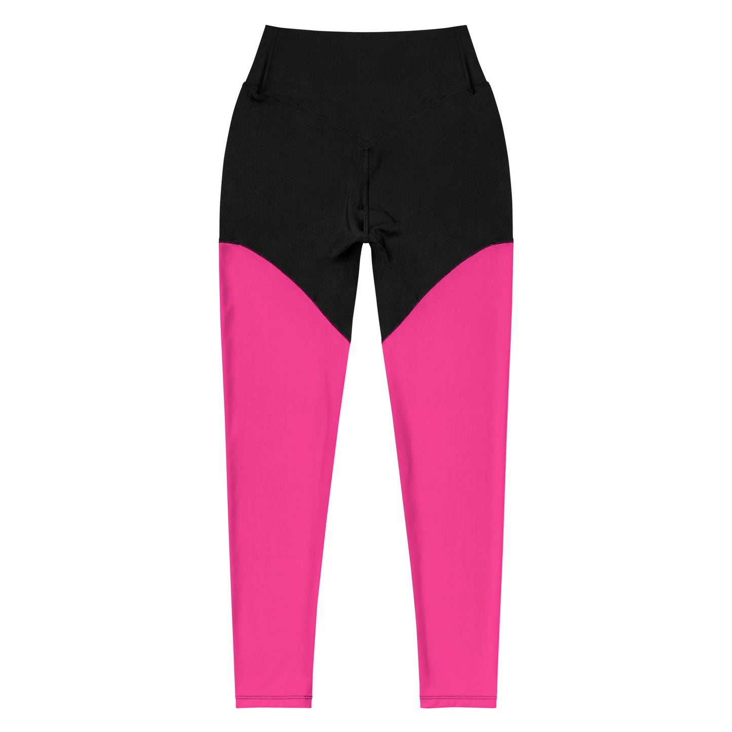 Neon Pink & Black Sports Leggings with Pocket