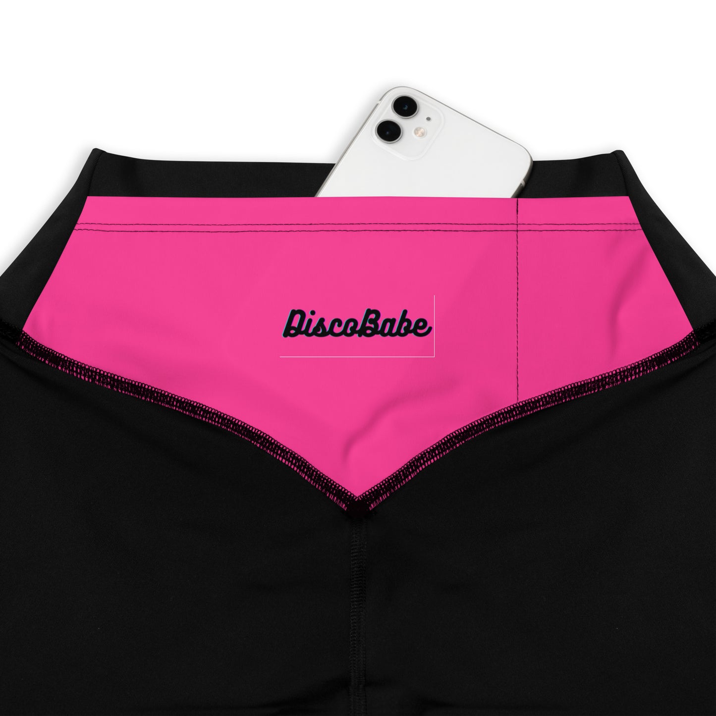 Neon Pink & Black Sports Leggings with Pocket