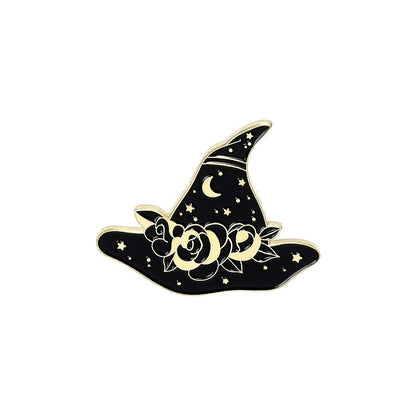 Black Cat Witch Hat Pins