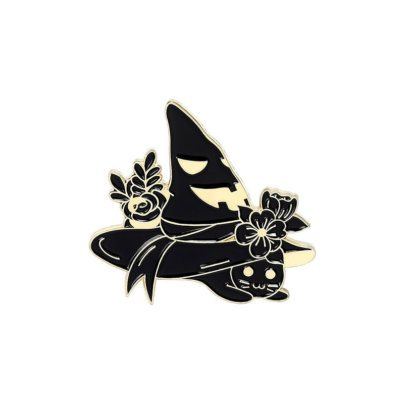 Black Cat Witch Hat Pins