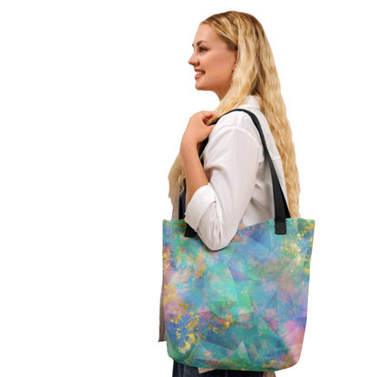 Neon  Fractal Geometric All Over Print Tote Bag