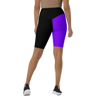 Neon Purple + Black Biker Shorts
