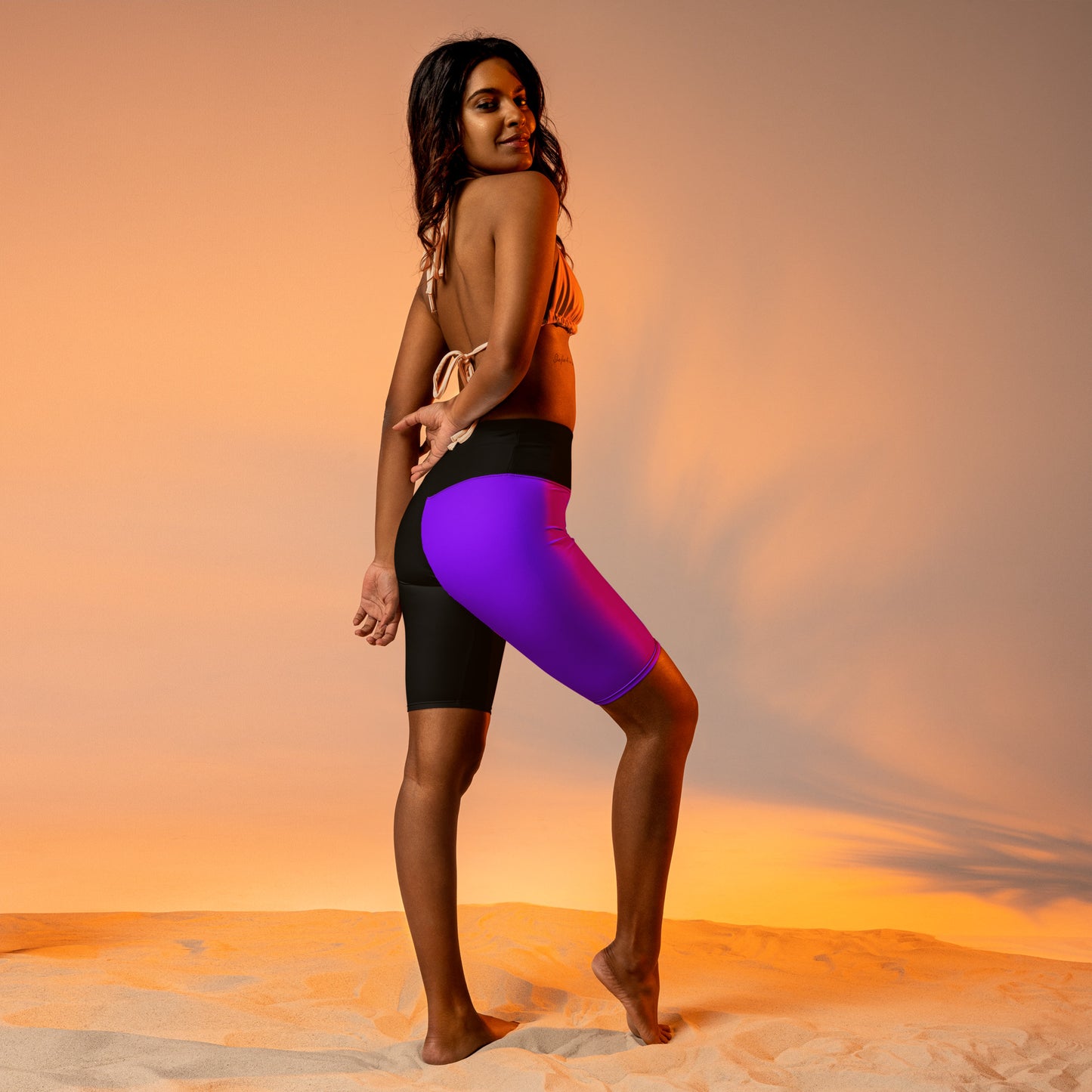 Neon Purple + Black Biker Shorts