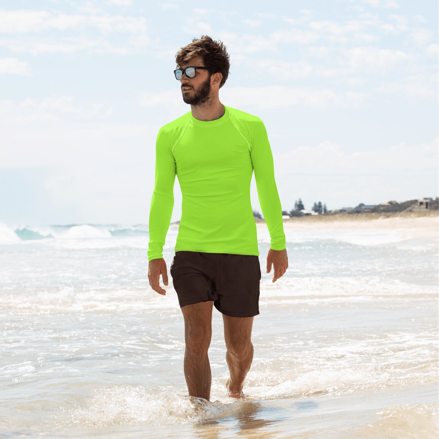 Neon Green Mens Rash Guard