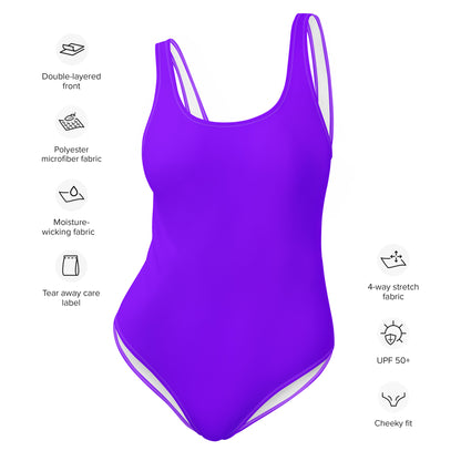 Highlighter Neon Purple One-Piece Swimsuit