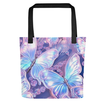 Purple Holographic Butterfly All Over Print Tote Bag