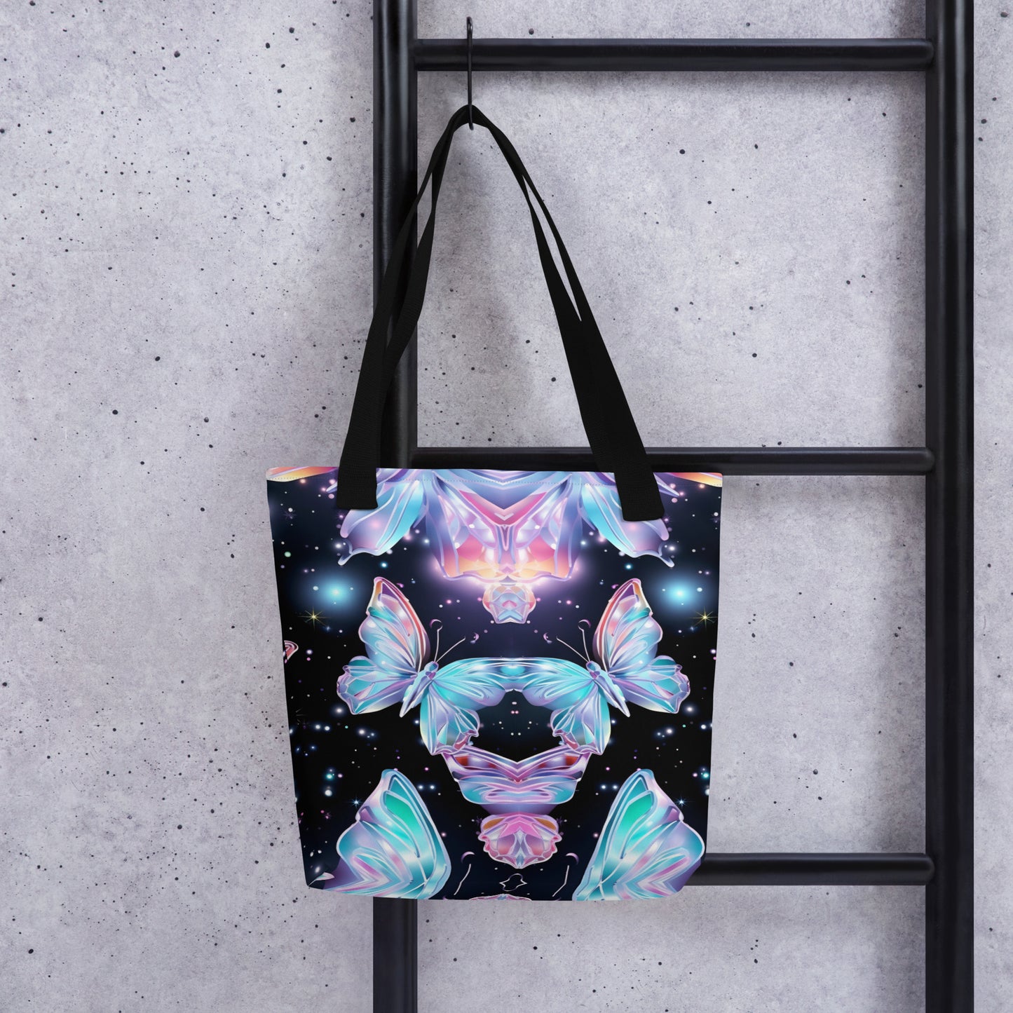 Holographic Geometric Butterfly Tote Bag All Over Print Tote Bag
