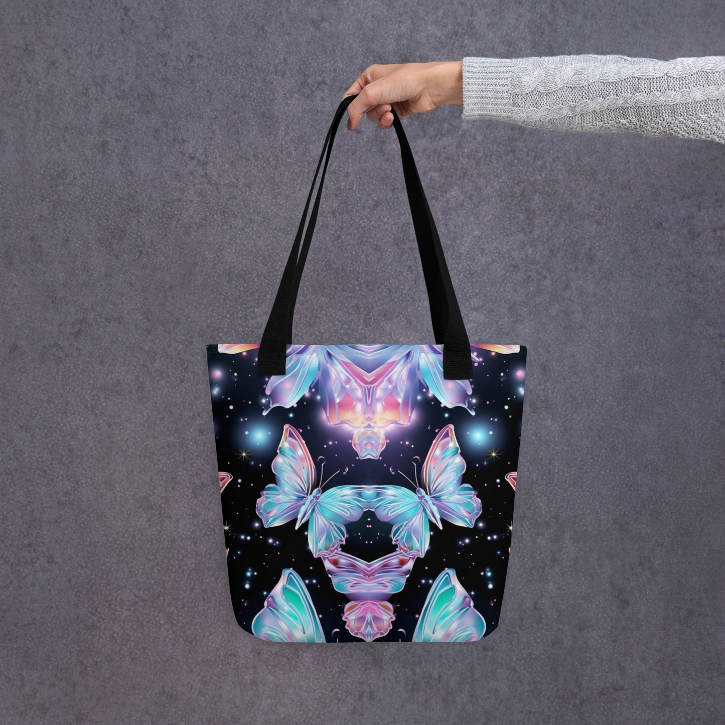 Holographic Geometric Butterfly Tote Bag All Over Print Tote Bag