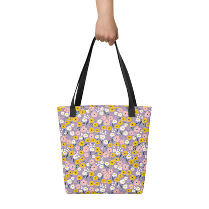 Purple Flower Floral Tote BagAll Over Print Tote Bag