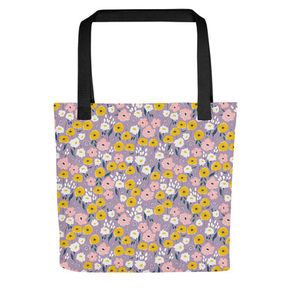 Purple Flower Floral Tote BagAll Over Print Tote Bag