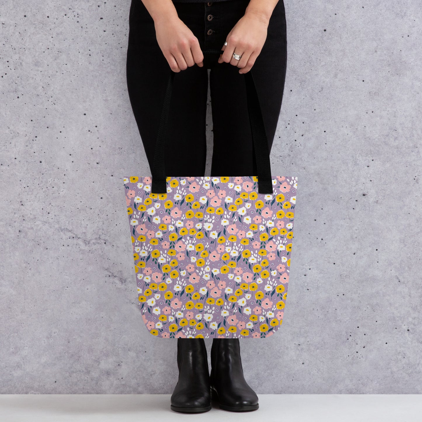 Purple Flower Floral Tote BagAll Over Print Tote Bag