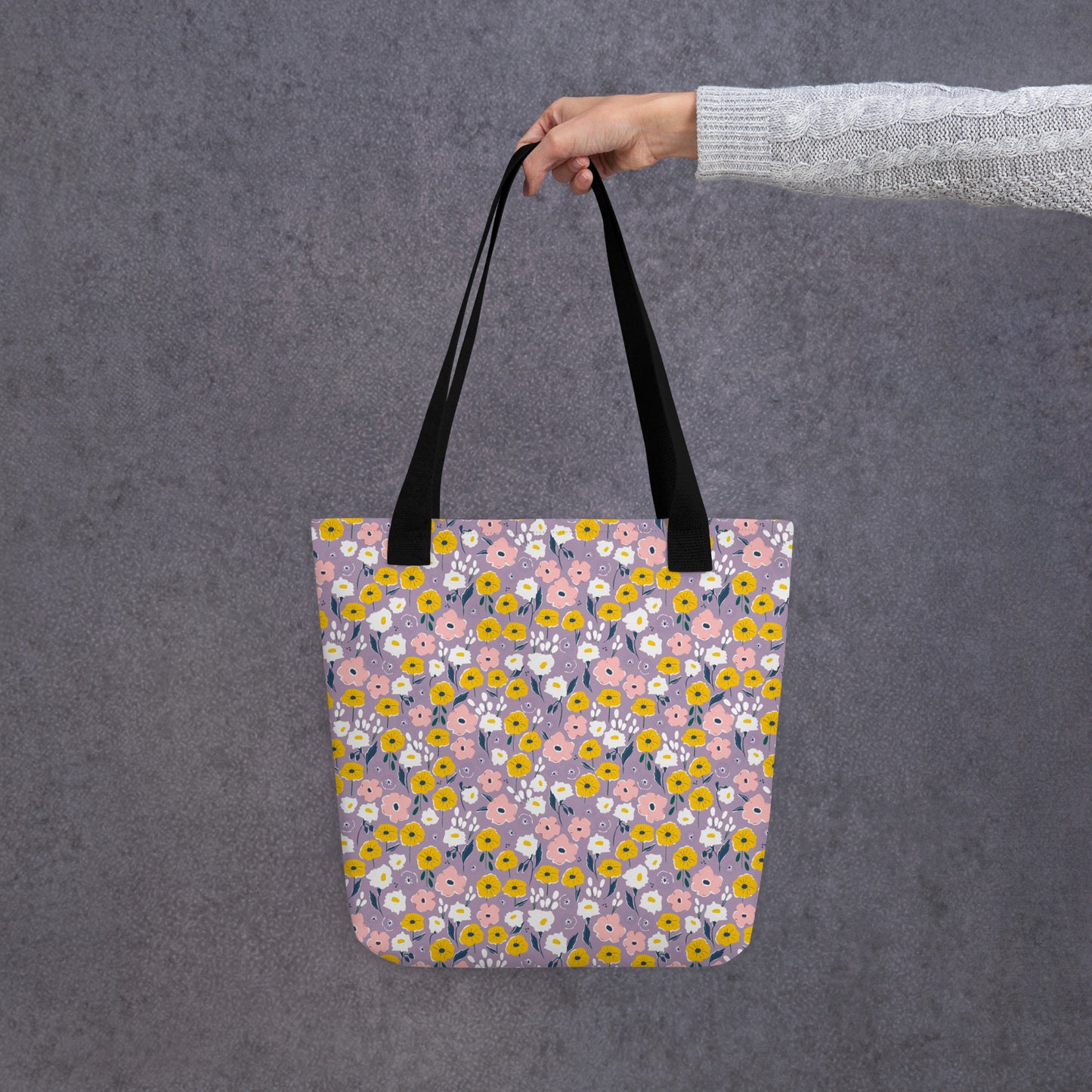 Purple Flower Floral Tote BagAll Over Print Tote Bag