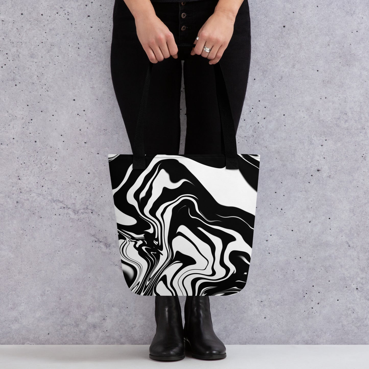 Illusions Psychedelic Black & White All Over Print Tote Bag