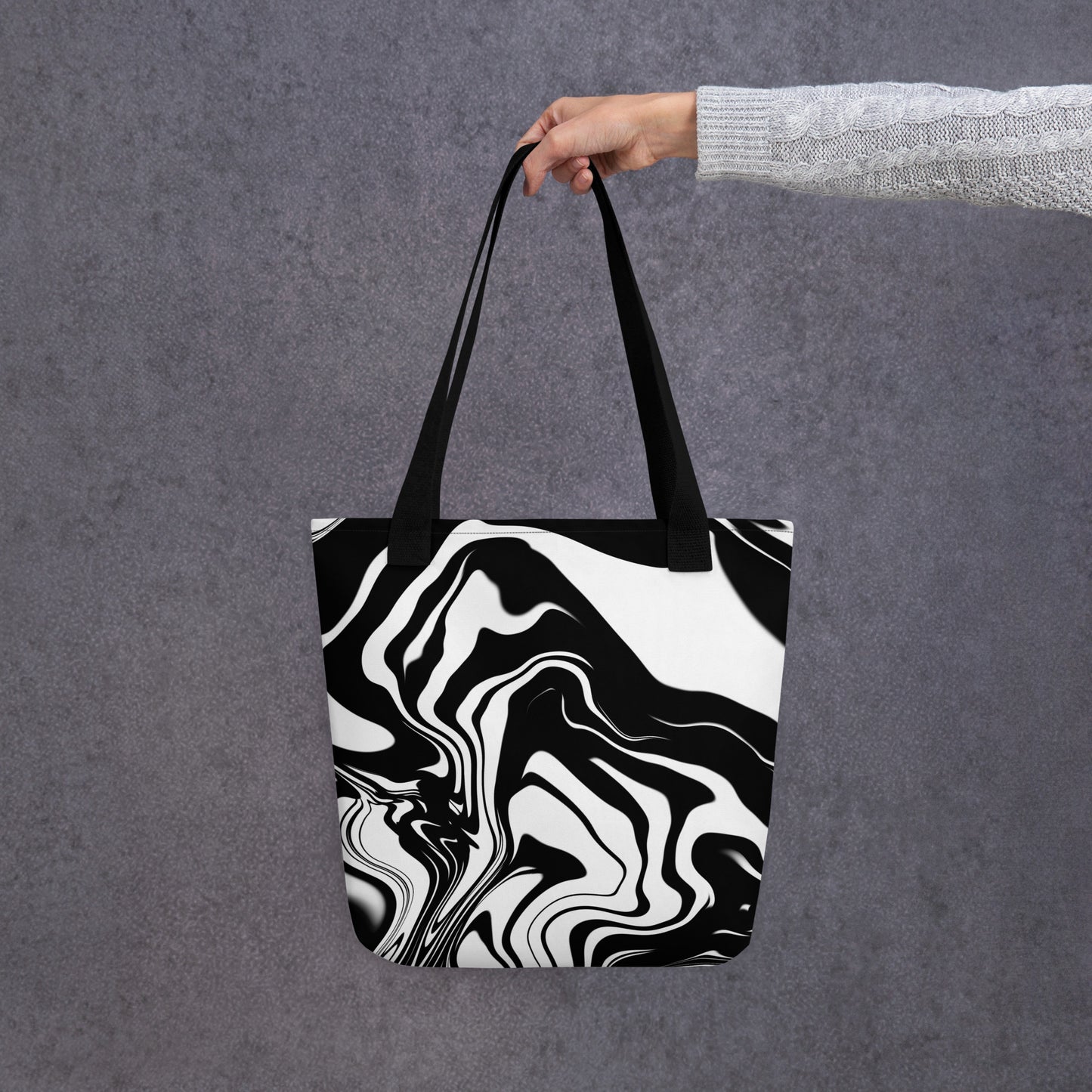 Illusions Psychedelic Black & White All Over Print Tote Bag