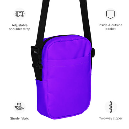Neon Purple Striped Utility Crossbody Bag