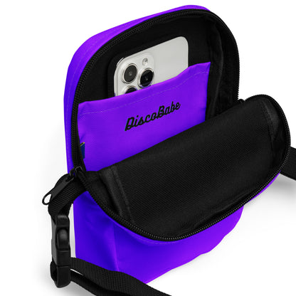 Neon Purple Striped Utility Crossbody Bag