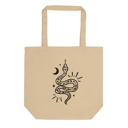 Organic Cotton Celestial Snake Tote Bag