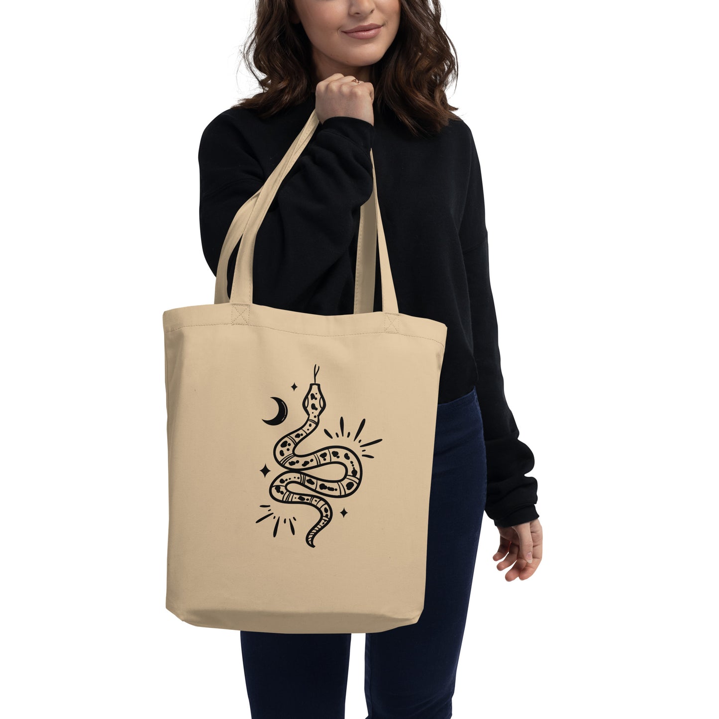 Organic Cotton Celestial Snake Tote Bag