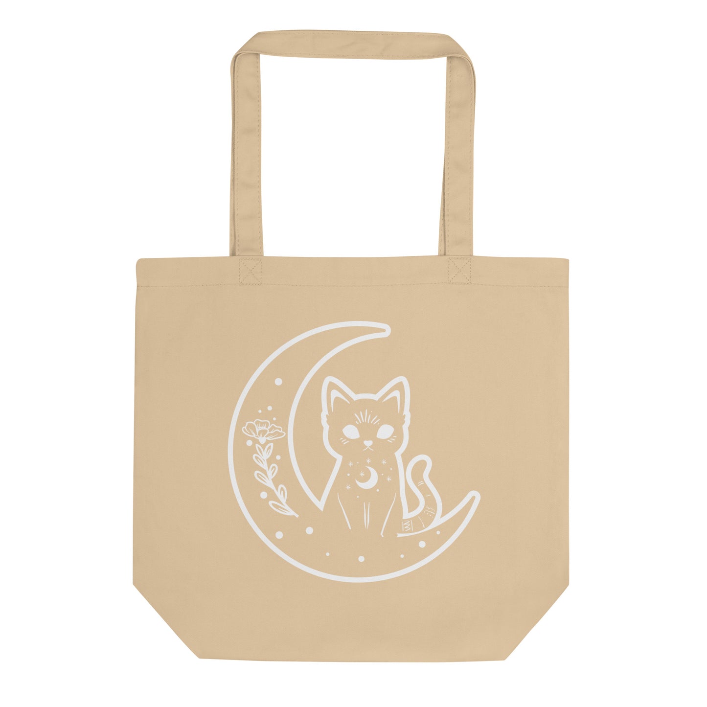 Organic Cotton Crescent Moon Cat Tote Bag