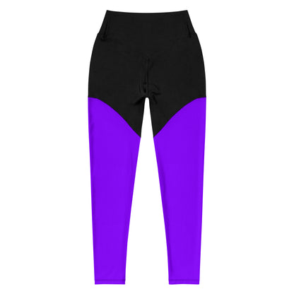 Neon Purple Sports Leggings with Pocket