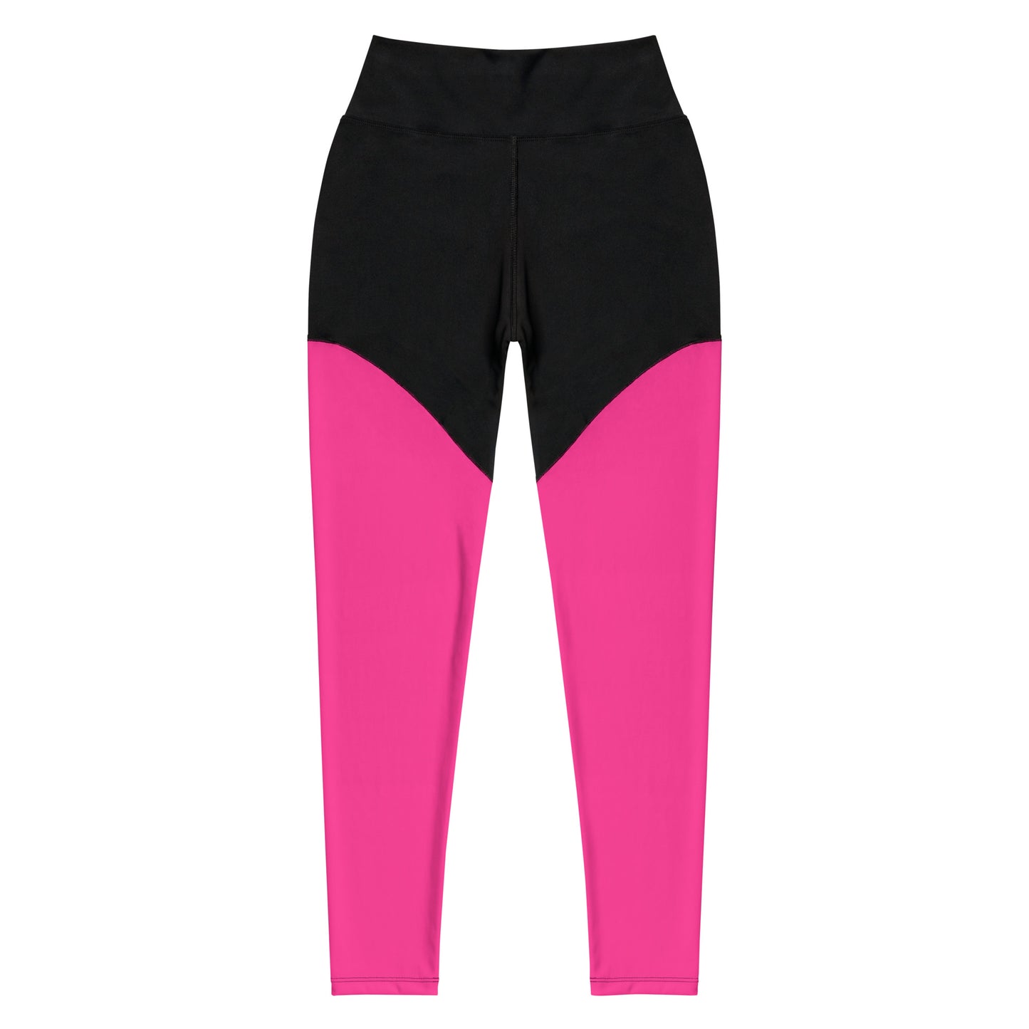 Neon Pink & Black Sports Leggings with Pocket