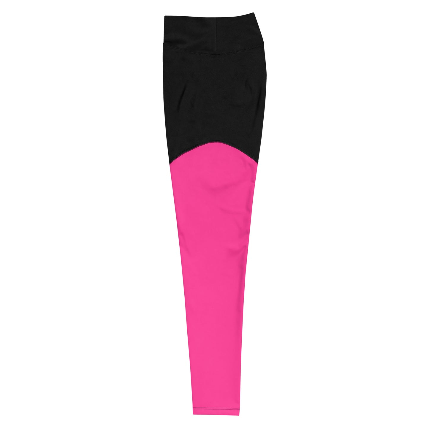 Neon Pink & Black Sports Leggings with Pocket